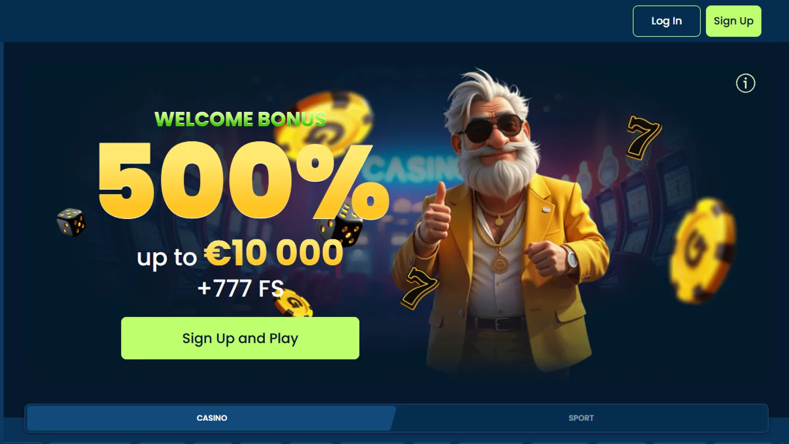 GramsBet desktop lobby with welcome carousel, categories and game rows